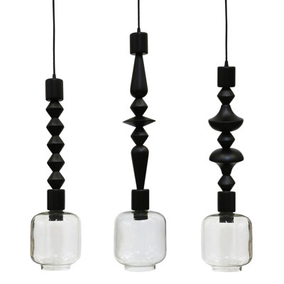 Fairfax Chandelier - Matte Black Finish on Wood - Glass Globes