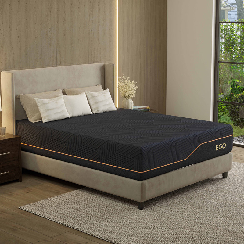 Egohome 14” medium Plush Cooling Copper Infused Gel Memory Foam Mattress, Bed In A Box, King, 14
