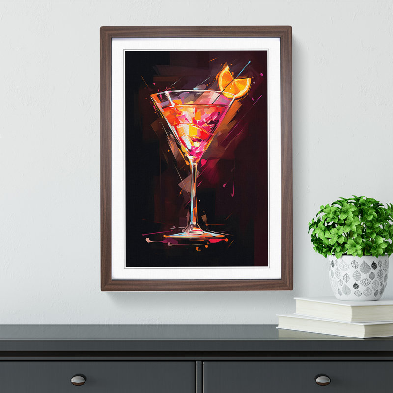Cocktail Gestural No.3 Framed Print, Walnut Framed, 64cm H x 46cm W x 2cm D