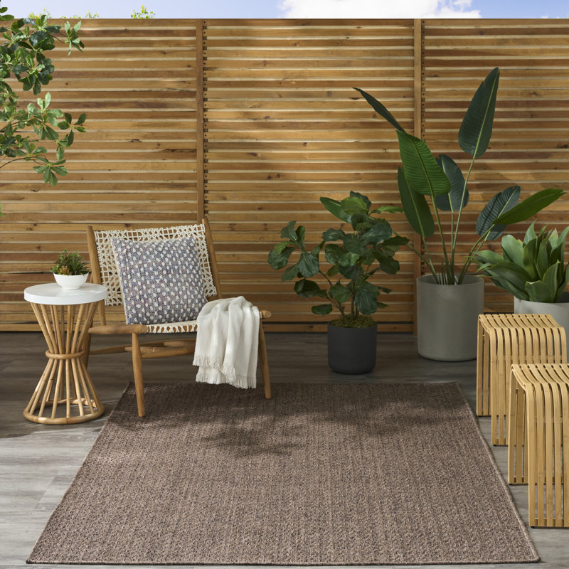 Cantara Chevron Indoor/Outdoor Area Rug, Rectangle 6' x 9', Brown