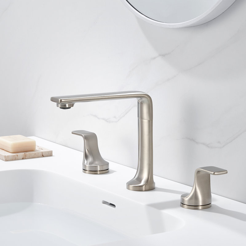 Varen 8 in. Widespread 2-Handle Bathroom Vanity Sink Faucet with Metal Pop-Up Drain, Brushed Nickel