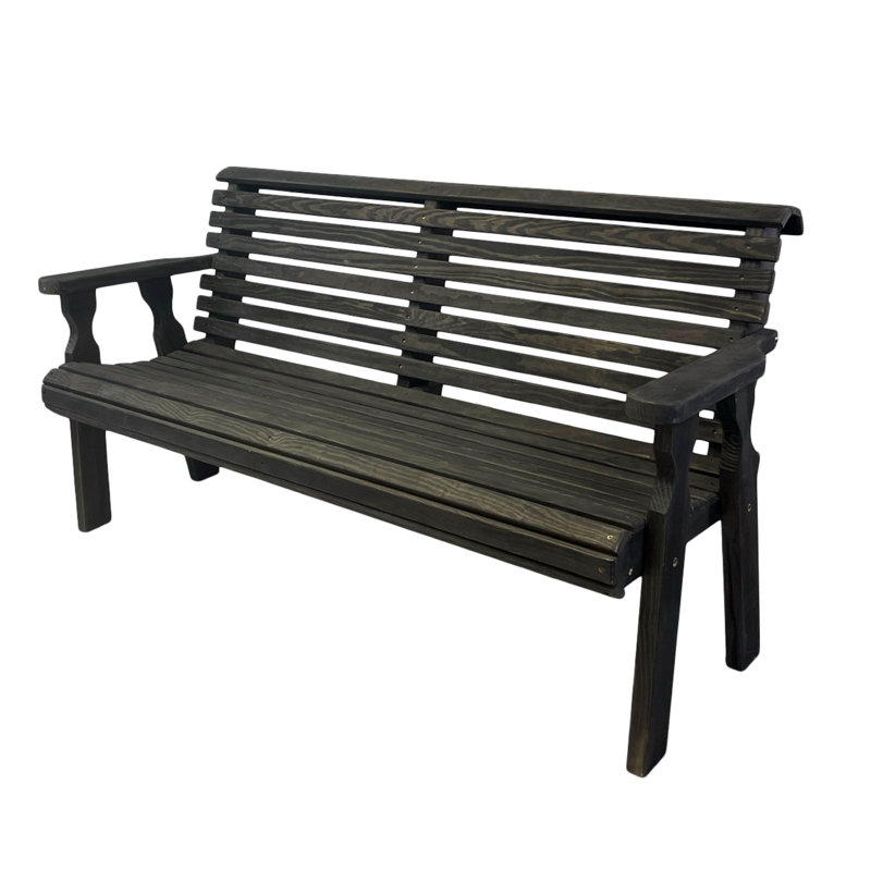 Banc de jardin Amish Casual, H 34 po x l 62,75 po x P 27 po, Teinture noire semi-unie