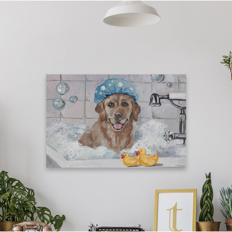 Enjoying The Bath - Wrapped Canvas Painting, 101cm H x 152cm W x 3.81cm D