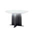 Table de salle à manger ronde en MDF à motif de marbre blanc, pieds dégradés noirs et blancs avec base en croix, table de cuisine compacte pour 2 à 4 personnes pour les petits espaces-84665138