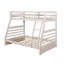 Lit superposé simple au-dessus d'un lit double de style transitionnel avec deux grands tiroirs et une construction en bois massif d'aspect blanc délavé, structure à rails sécuritaires pour utilisation avec placage de rangement, apparence, serrure
