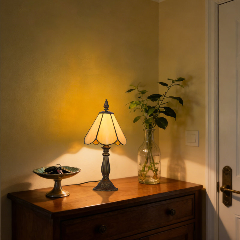 1 lampe de table Tiffany jaune miel de 1 pouce, lampe de table style vitrail artisanal, Jaune miel