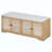 Rustic Storage Bench, Multifunctional Wood Entryway Shoe Bench with Removable Cushion, Woven Rattan Doors & Adjustable Shelves-565311971