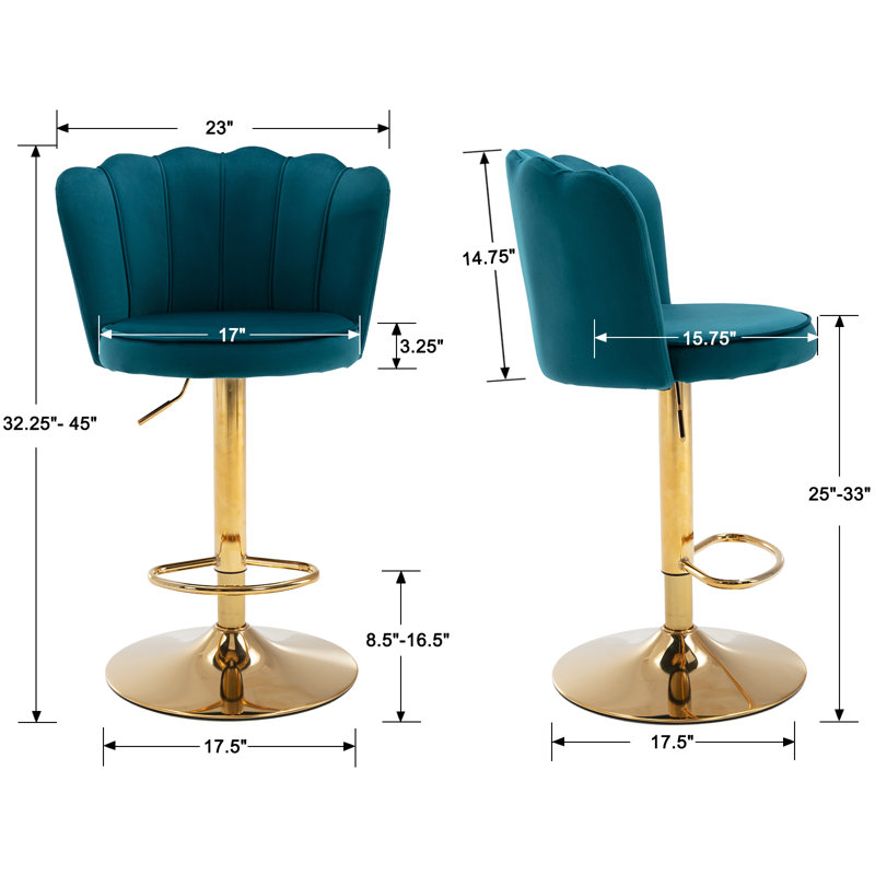 Tabouret à hauteur réglable Ludka, Bleu sarcelle