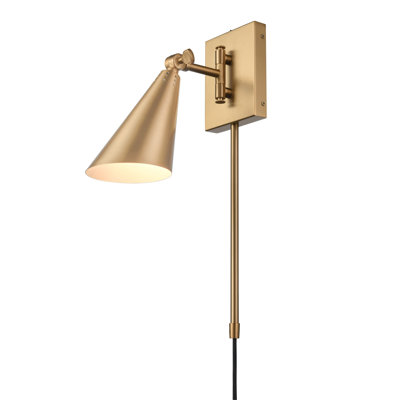 Losh 10.25'' High 1-Light Plug-In/Hardwire Sconce - Brushed Gold