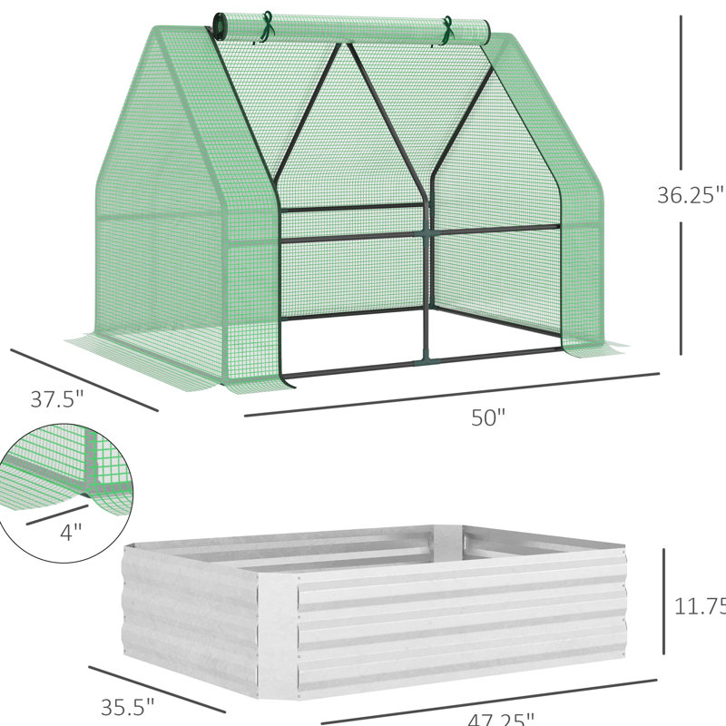 50"X37.5"X37.03" Raised Garden Bed With Greenhouse Cover, - Boost Growth Of Different Plant Function, 50"X37.5"X37.03", Encourage Diverse Forms