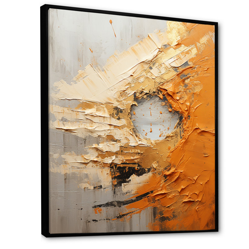 Décoration murale spirale dorée et orange du désert III - spirales abstraites, H 40 po x l 30 po x P 1,5 po