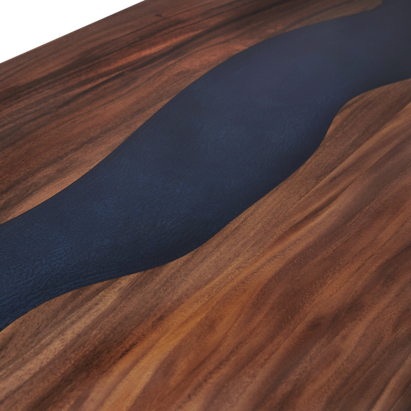 Abi-Rose Walnut Solid Wood Top Metal Base Dining Table
