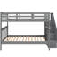 Lit superposé Stairway, gris. Rangement et garde-corps inclus. Bois massif fabriqué. Espace de chambre élargi. Entrée sécuritaire. Options d'arrangement polyvalentes. Aucune boîte à ressorts nécessaire. 250 lb en haut, 300 lb en bas