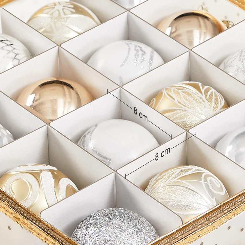 Ornament Storage, White/Gold