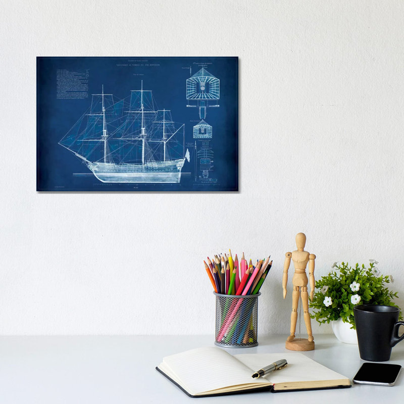 Antique Ship Blueprint IV by Vision Studio - Gallery-Wrapped Canvas Giclée on Canvas, 20.32 cm H x 30.48 cm W, Wrapped Canvas