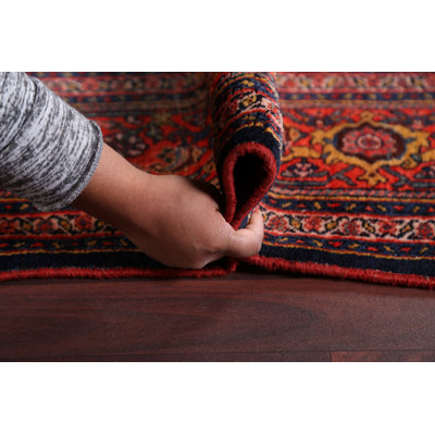 Tapis de couloir rose en laine noué à la main de conception unique 7 pi 7 po x 15 pi 5 po New Age