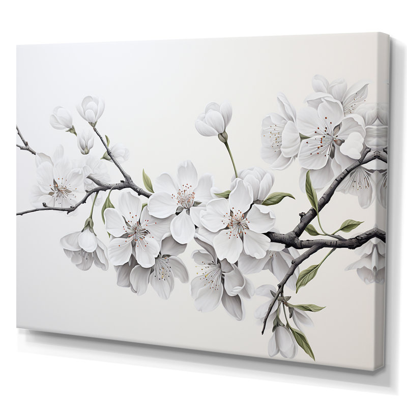 Fleur de cerisier blanc minimaliste et minimaliste II, H 12 po x l 20 po x P 1 po, Toile tendue