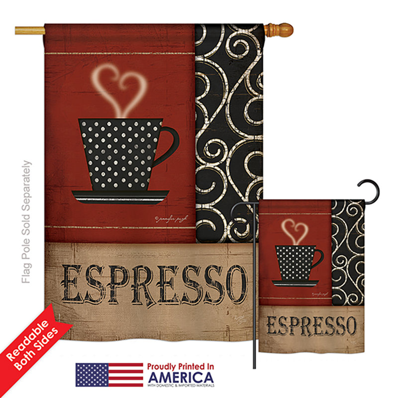 Ensemble de 2 drapeaux en polyester 2 côtés à expresso heures et boissons à l’impression