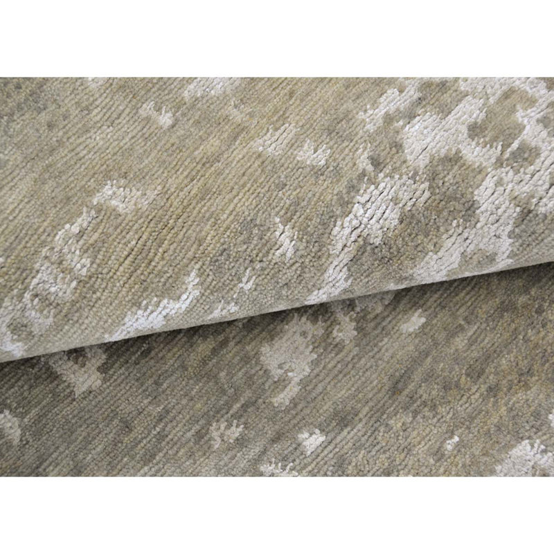 Tapis beige noué à la main de haute qualité, Rectangle 6 pi x 9 pi