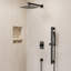 Système de douche à pluie 10 "à pression équilibrée avec douche à main réglable à glissière et valve brute-89090873