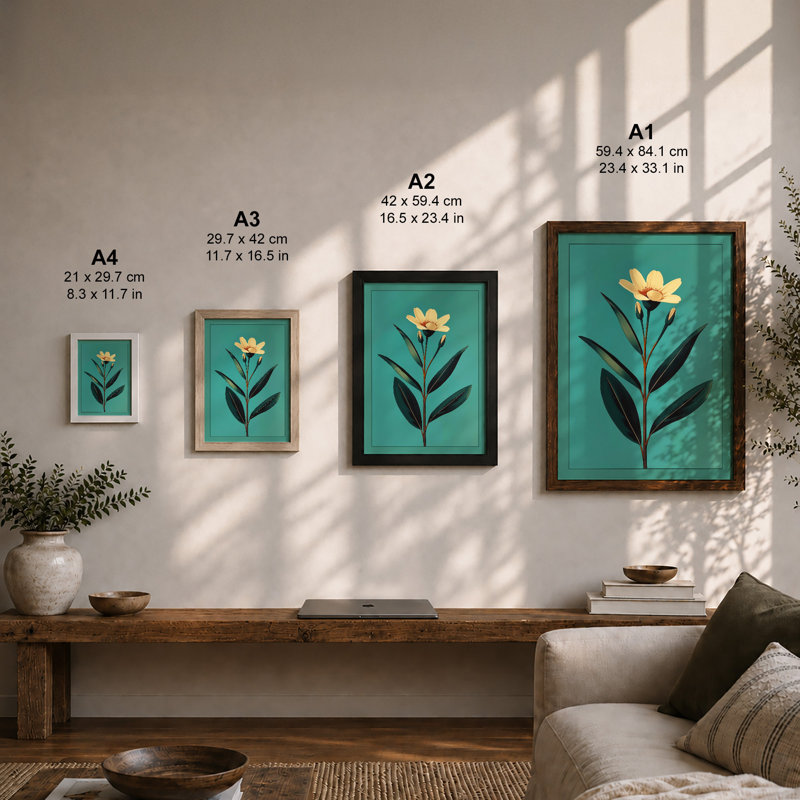 Golden Bloom Botanical - Framed Print, A3 - 42.0 x 29.7 cm, Unframed