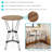 23.5" Industrial Round Bar Table with Faux Woodgrain Top, Brown