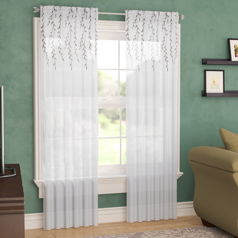 Hadlee Semi Sheer Curtain Single Panel, White, 42" x 84"