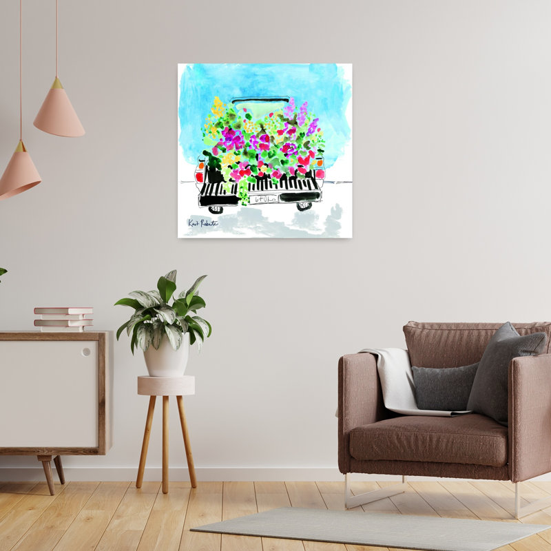 Art floral contemporain abstrait, H 24 po x l 24 po