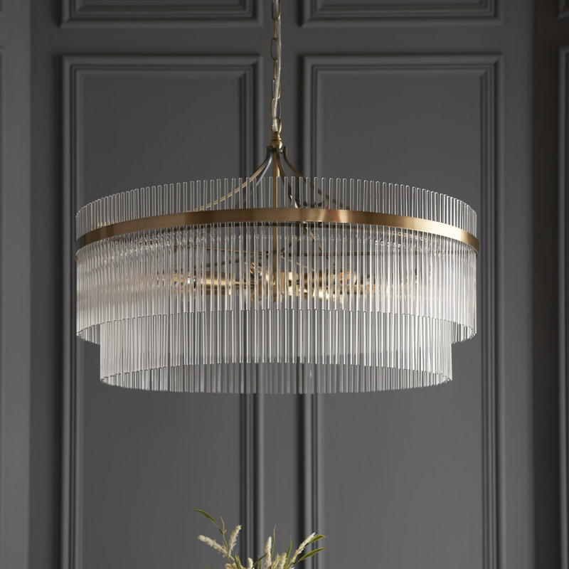 Geira Grand 7lt Pendant light finished in Ant. Brass