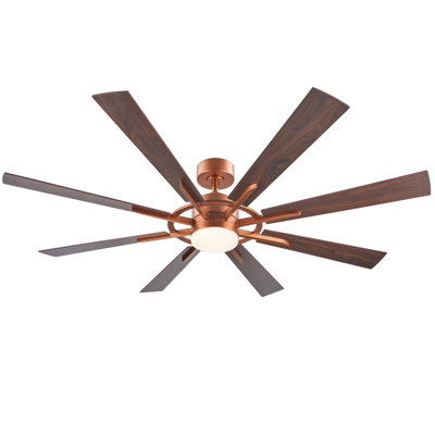 60'' 8-Blade Large Room LED Ceiling Fan with Light Kit and Remote Control