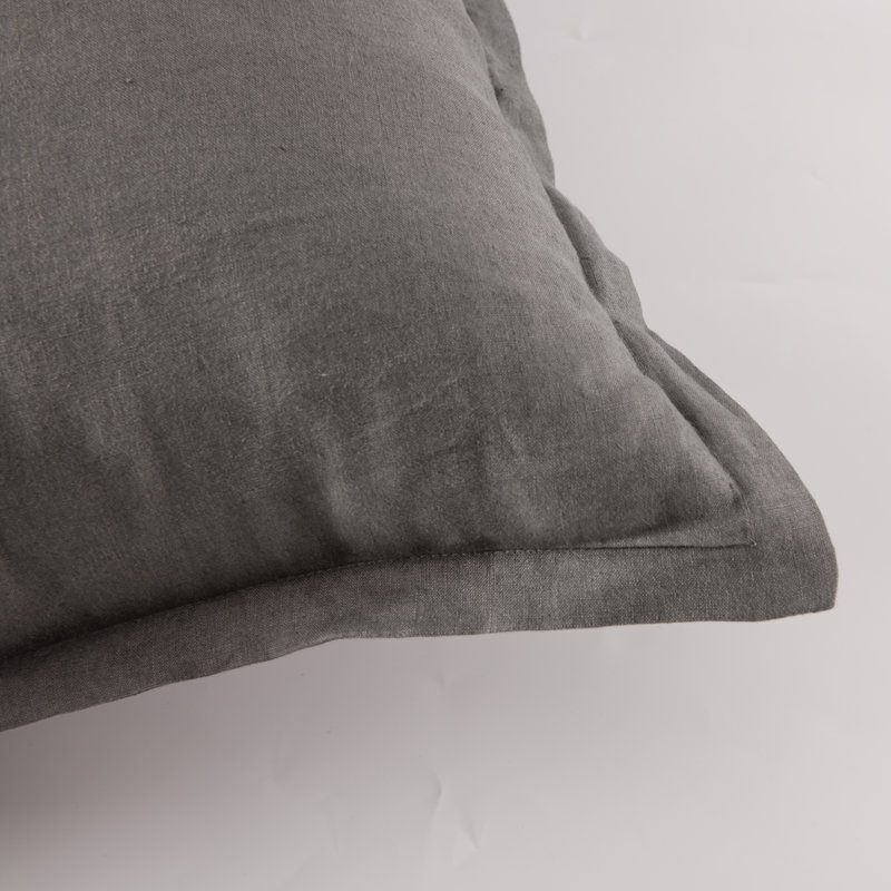 Stone Washed French Linen European Square Pillow Shams 26 x 26", Charcoal