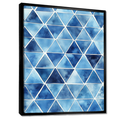 Triangular Grid Canvas, Blue Geometric Wall Art, Juaquin