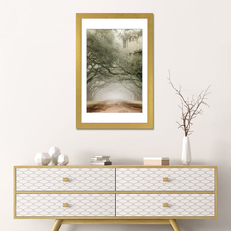 Plantation Drive, Gold Open Corner Frame Paper, 24" H x 16" W x 1" D