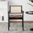Andrene Solid Wood Rattan Genuine Leather Arm Chair Dining Chair-2058974546