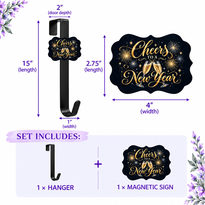 Cintre pour porte de couronne avec panneau magnétique interchangeable - Cheers to the New Year