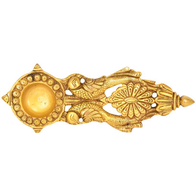 Lampe à huile de 7 pouces en laiton avec poignée Aarti, Diya traditionnelle indienne pour rituel et adoration