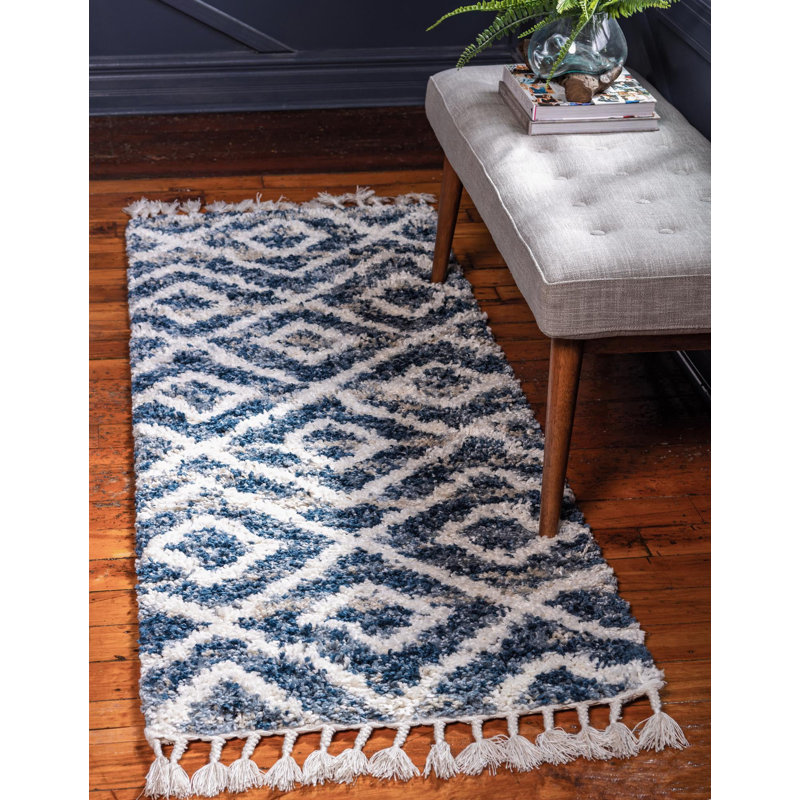 Parrish Geometric Shag Area Rug, Runner 79 x 249cm