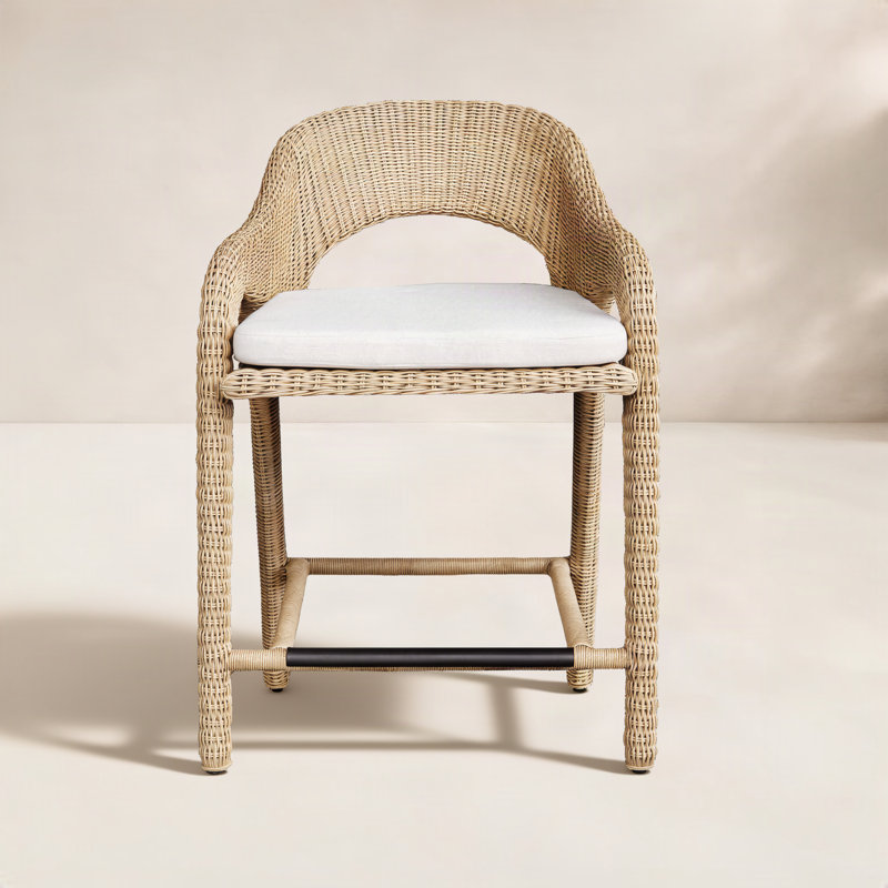 Uttermost Kavali Outdoor Wicker Counter Stool, 23.75"