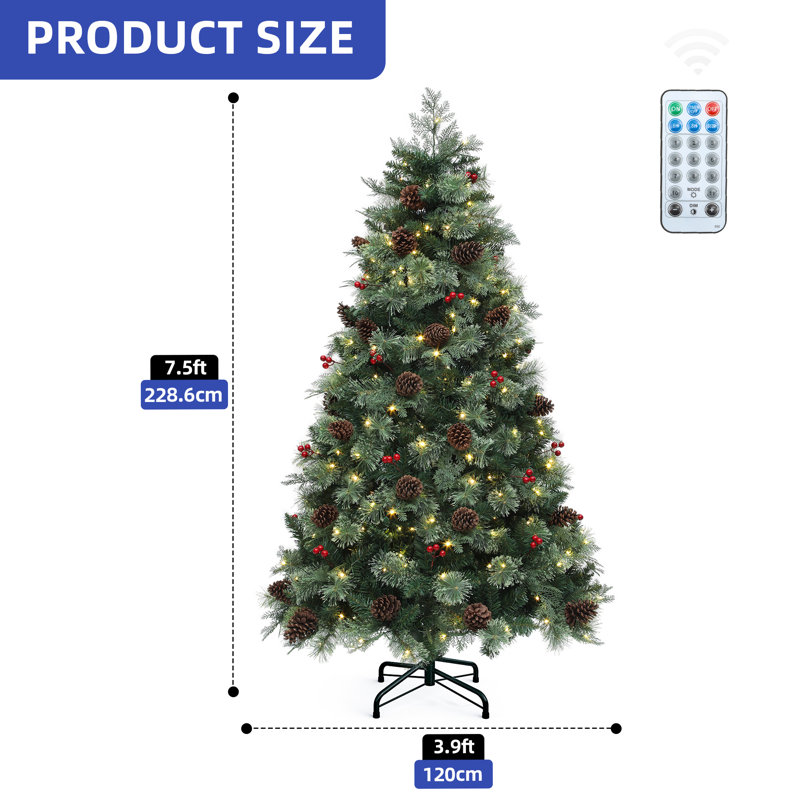 Arbre de Noël artificiel 6 pi, cyprès mélangé artificiel et pin, arbre de Noël luxuriant avec lumières RVB, 6'