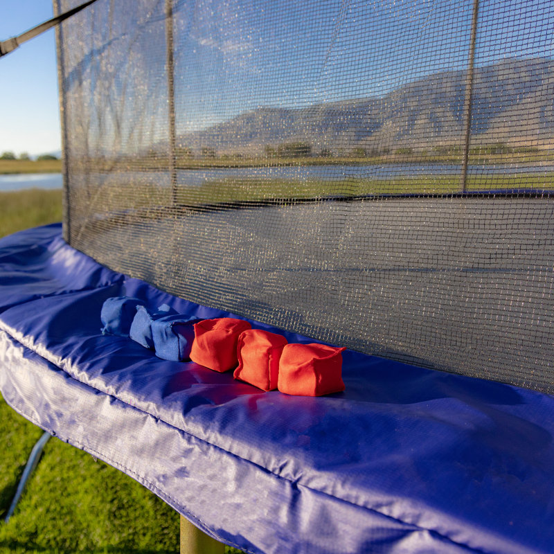 Skywalker 17' Oval Backyard Trampoline with Safety Enclosure, Blue