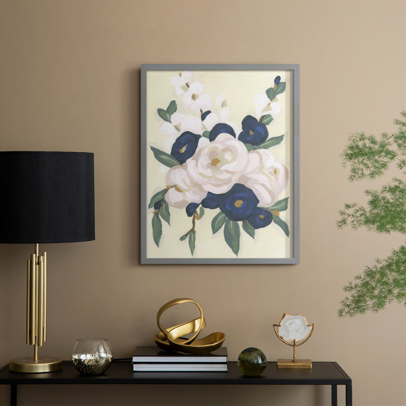 Garden Party Bouquet I Framed Print - Solid Wood, 11" H x 9" W, Gray