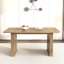Simple et élégante table de salle à manger extensible en bois vieilli de 160 à 200 cm pour 6 à 10 personnes, brun beige avec double panneau de particules robuste à piédestal + table moderne pour personnes, piédestal, conception de cuisine