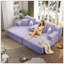 Ensemble 2 pièces surdimensionné de méridienne double, luxueux canapé-lit en velours côtelé moelleux avec 6 coussins et une poche de rangement, pour les petits espaces, le cinéma maison et le salon-1607512797
