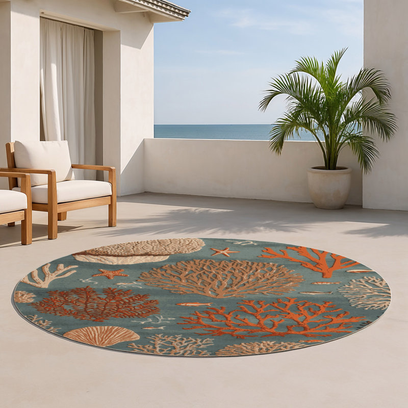 Tapis d'intérieur et d'extérieur brun Nature, Rond 5 pi
