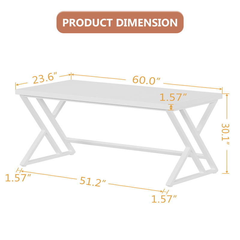 Kelleia Writing Desk, White, 30.1" H x 60" W x 23.6" D