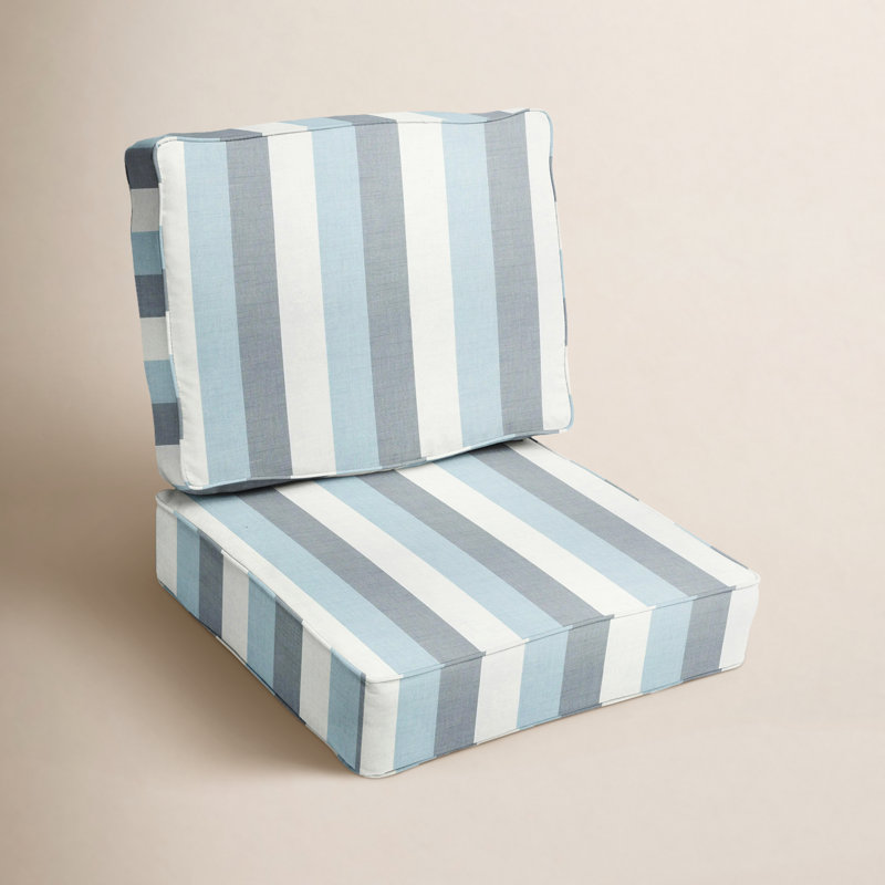 Theresa Passarelli Outdoor Sunbrella Seat/Back Cushion, Direction Dew Stripe Sunbrella®, 23" W x 23.5" D