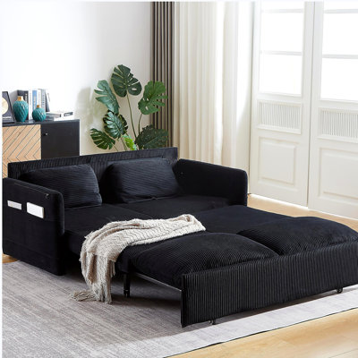 64.5 Inch Sleeper Sofa Bed  3-in-1 Adjustable Sleeper with Pullout Bed   2 Pillows and Side Pockets  Soft Corduroy Convertible Sleeper Sofa Bed for Living Room Bedroom Apartment Office