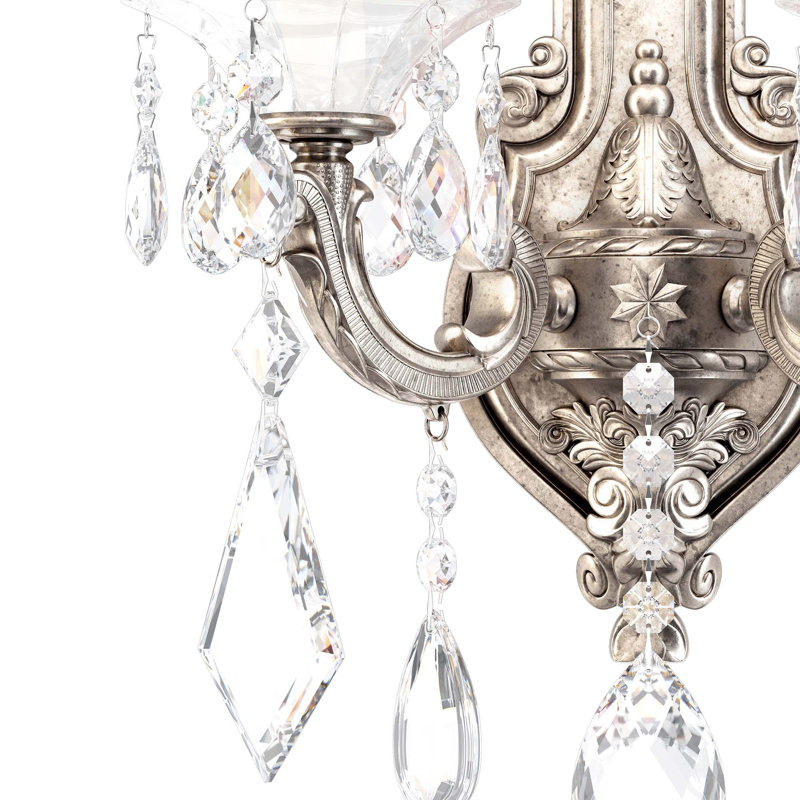 La Scala 2 - Light Candle Wall Light, Antique Silver, Handcut Clear