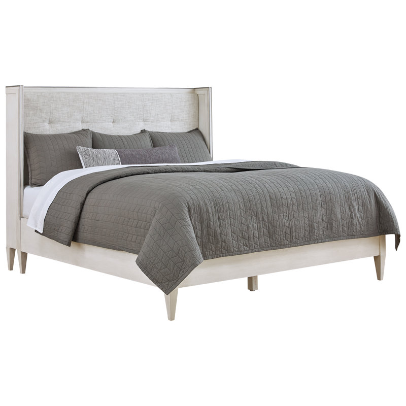 Camille Upholstered Polyester Blend Wingback Bed, Queen