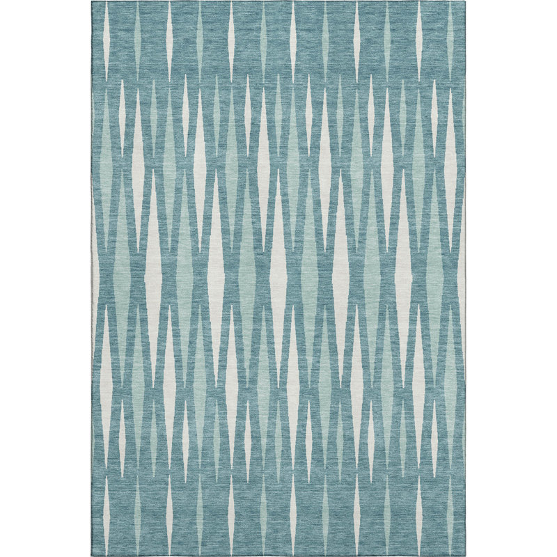 Premium Machine Washable Prisco Teal Rug, Rectangle 8' x 10'